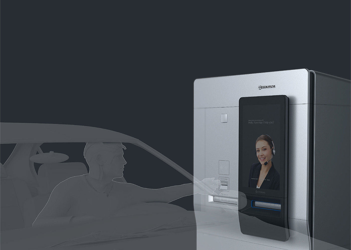 Drive-up ATM，Dedicated lane ATM，concept，