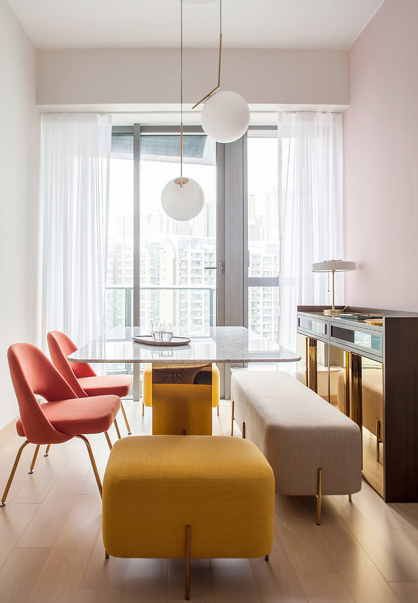 Building interior，Soft outfit，Advanced grey，Black and white gray，Design，Interior design，Color matching，blue，orange，