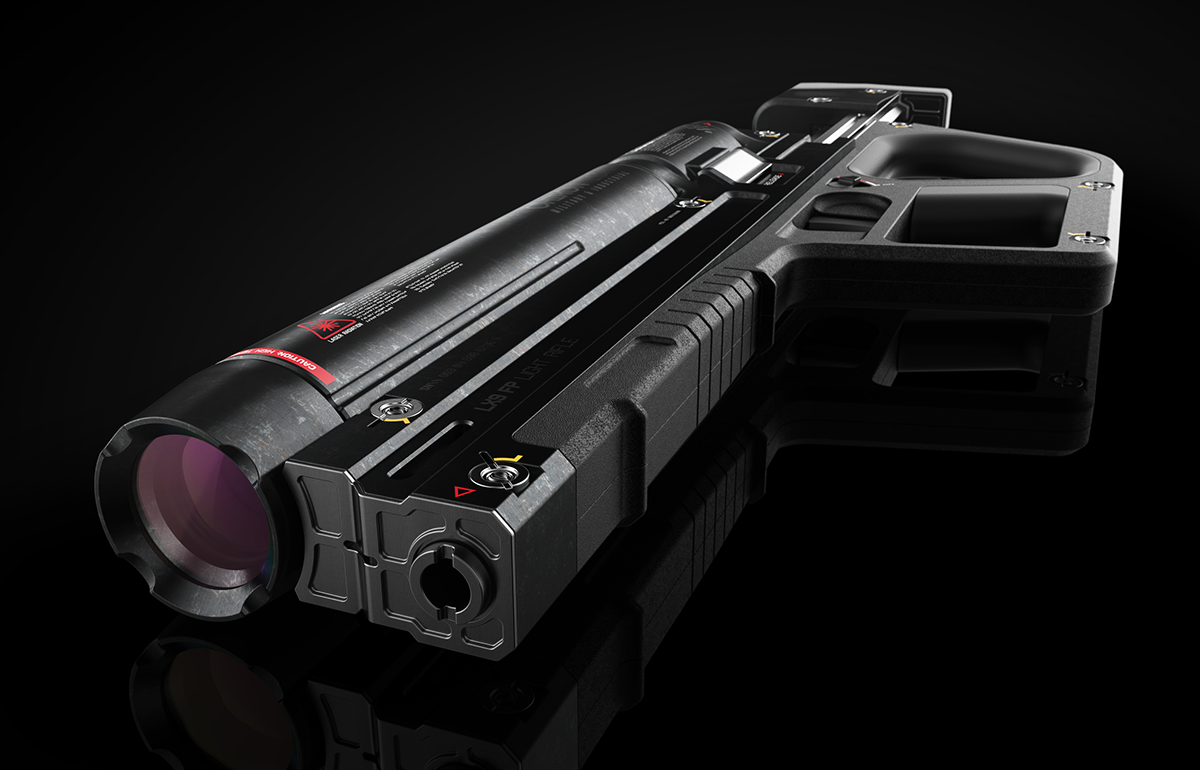 Rifle，black and white，laser，