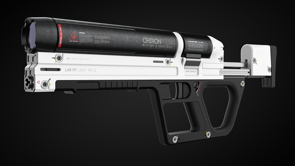 Rifle，black and white，laser，