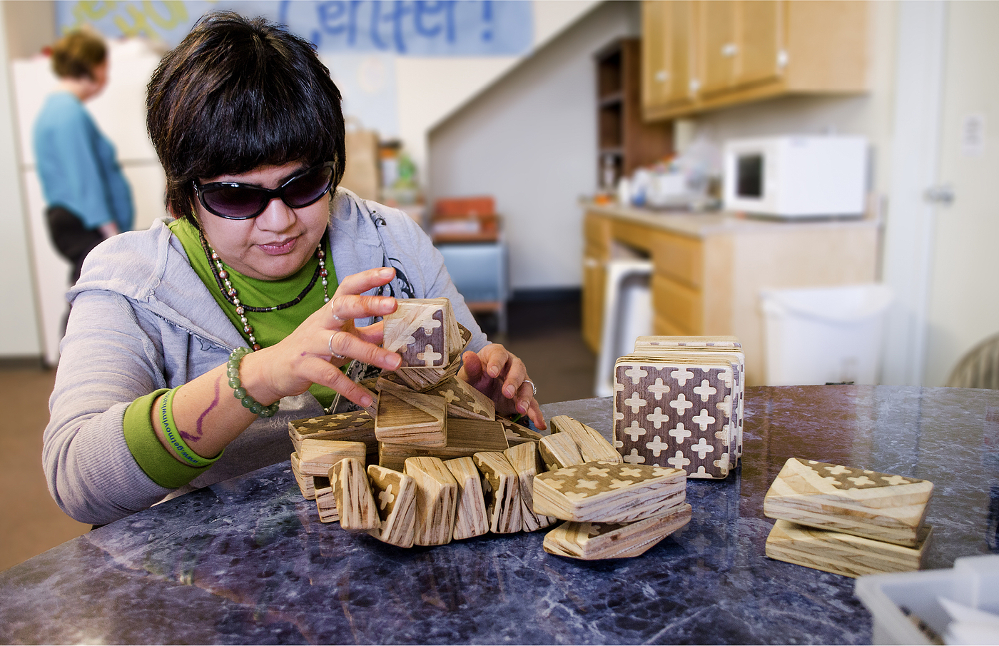 wooden ，visually impaired ，Toys，stack，