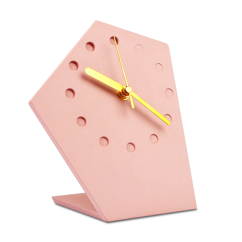 Concrete clock，Cement mute bedside clock，Nordic home design，The other side，