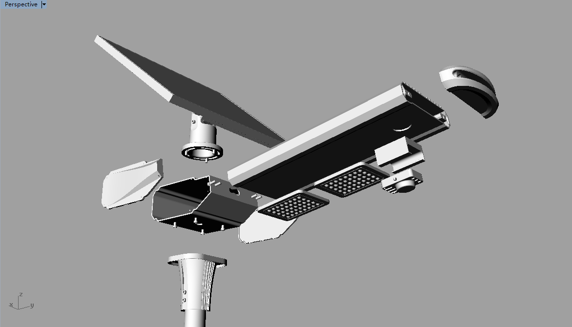 industrial design，Solar street lamp，Sheet metal，Lighting class，Product modeling design，