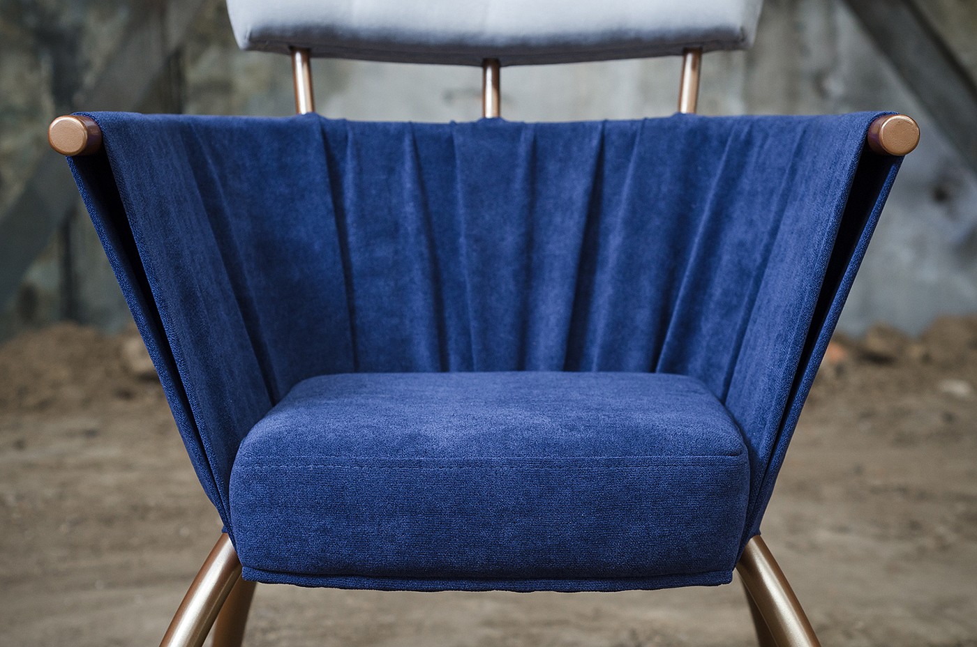 chair，Chair "Pin"，blue，brass，