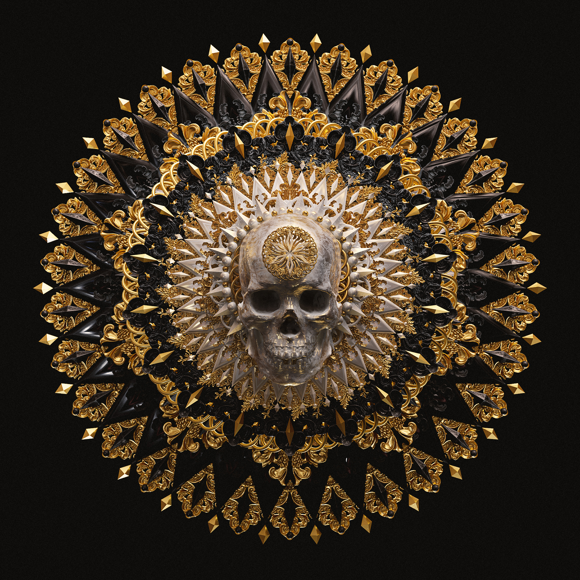 illustration，Mandala pattern，3D modeling，