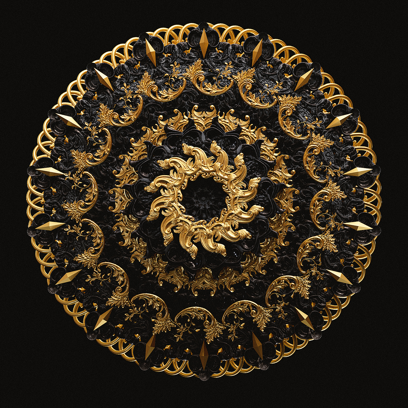 illustration，Mandala pattern，3D modeling，