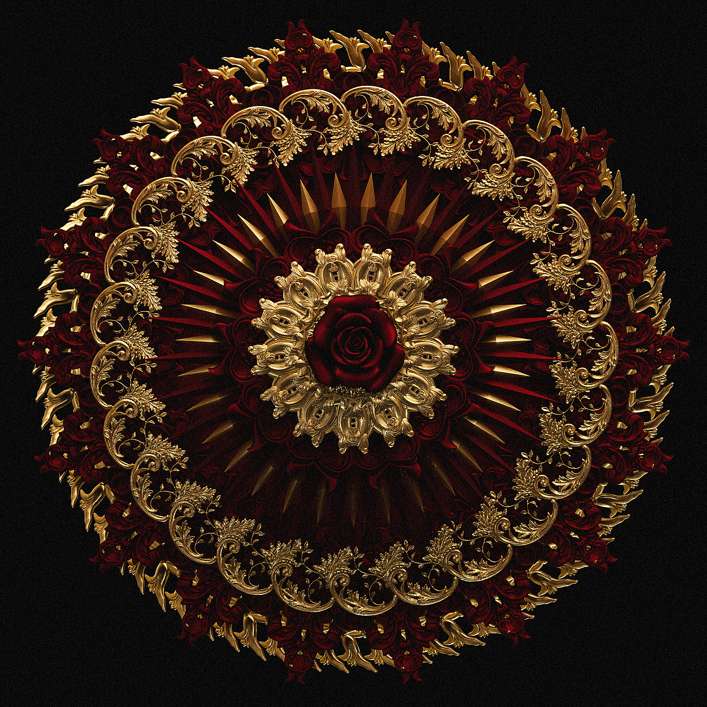 illustration，Mandala pattern，3D modeling，