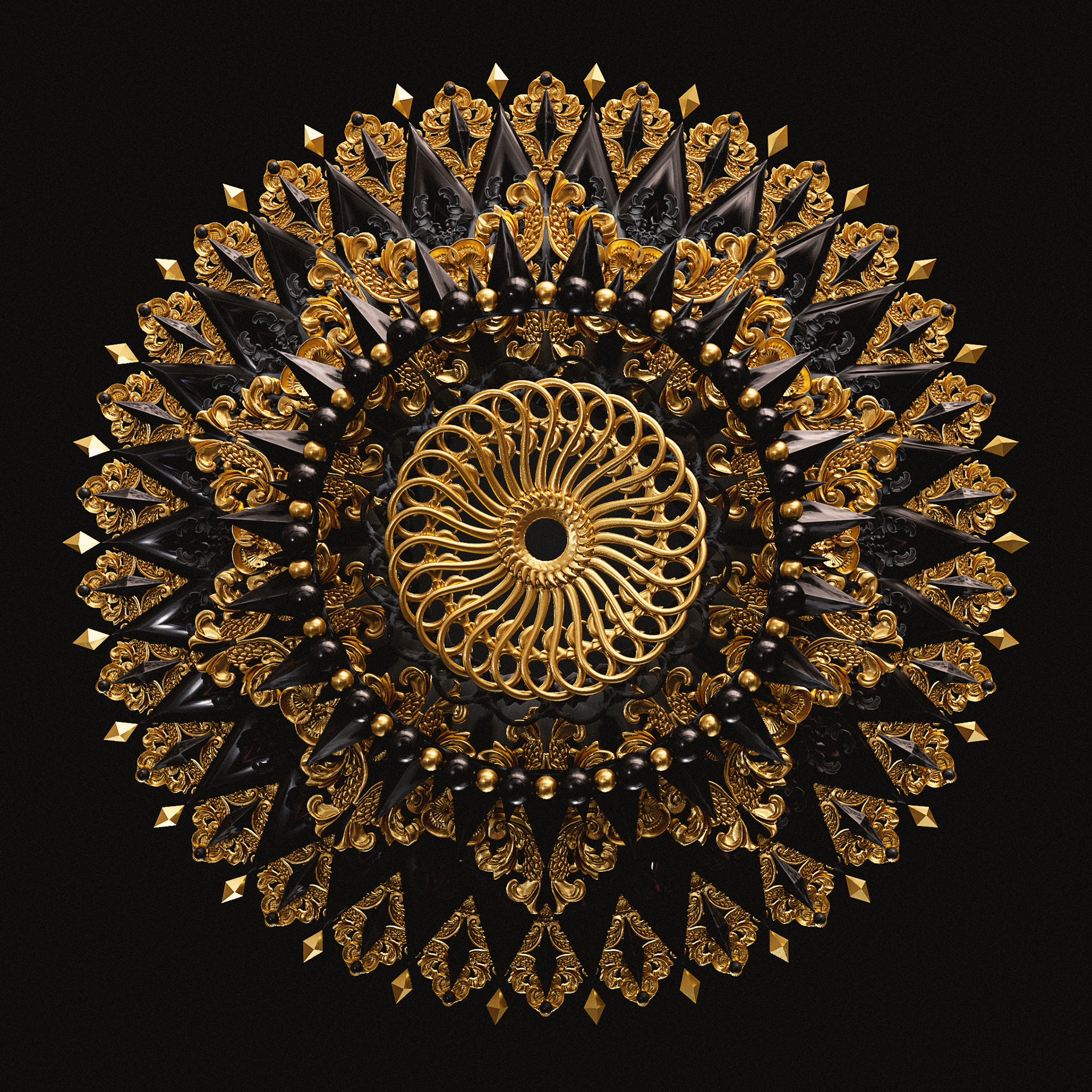 illustration，Mandala pattern，3D modeling，