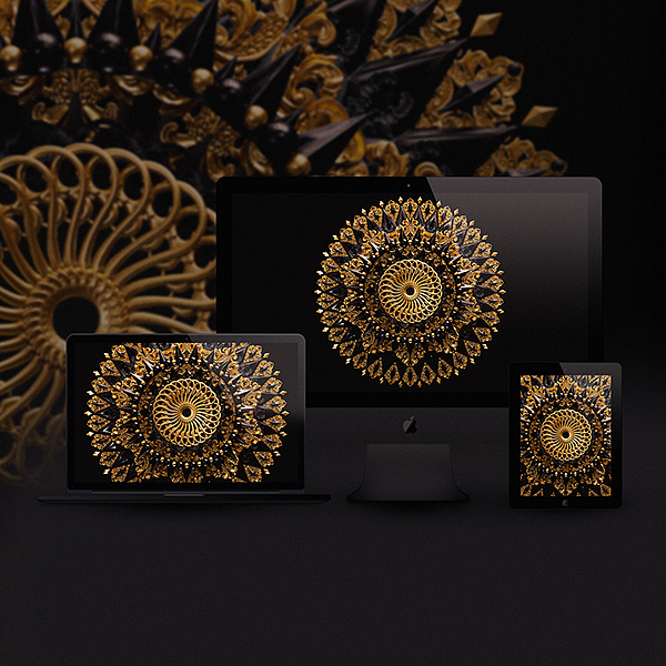 illustration，Mandala pattern，3D modeling，