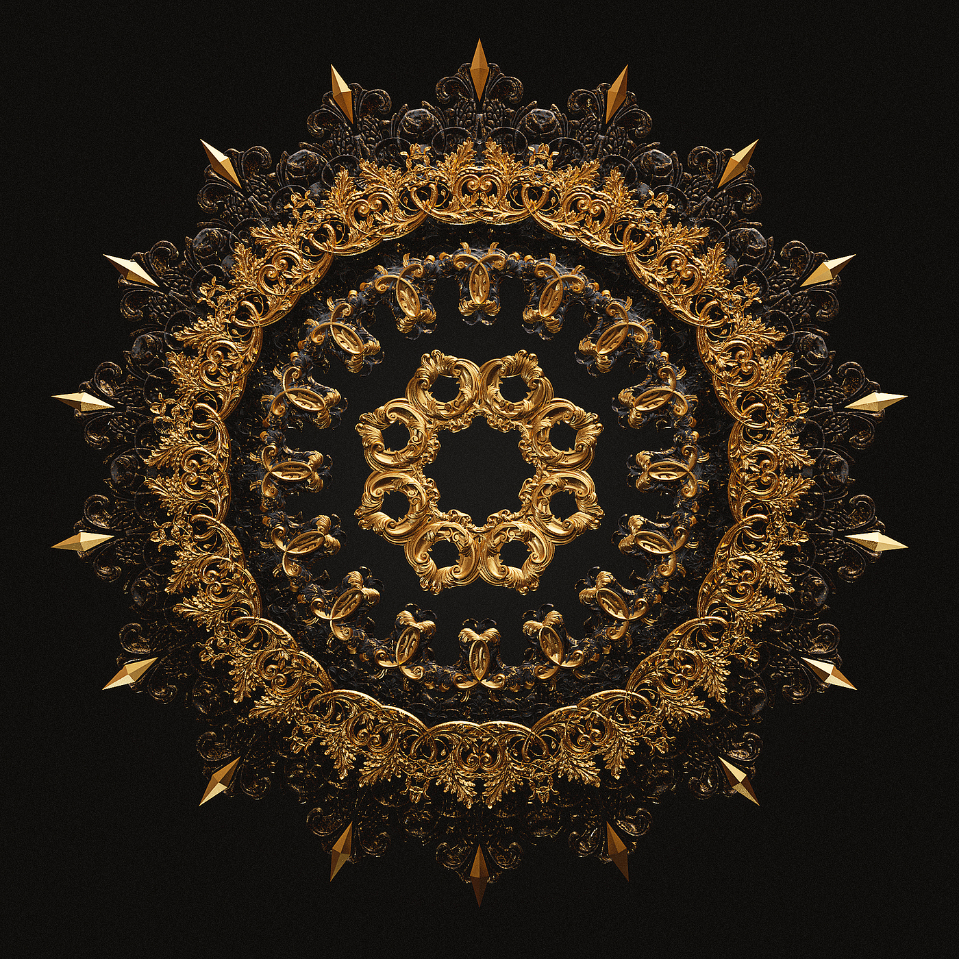 illustration，Mandala pattern，3D modeling，