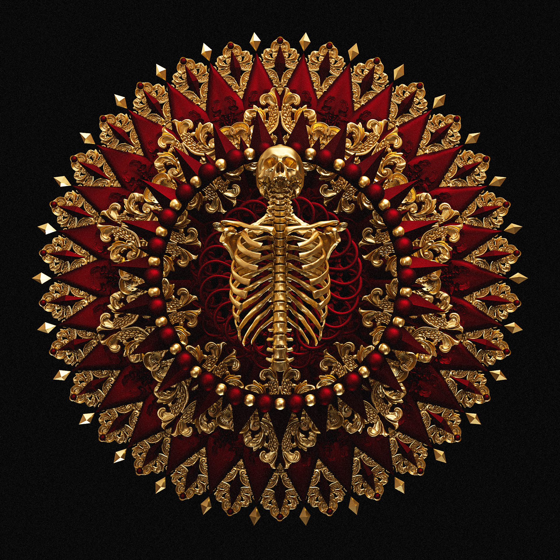 illustration，Mandala pattern，3D modeling，