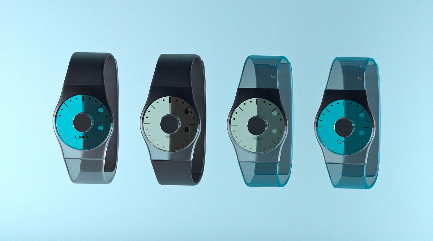 conceptual design，transparent，blue，Watch design，