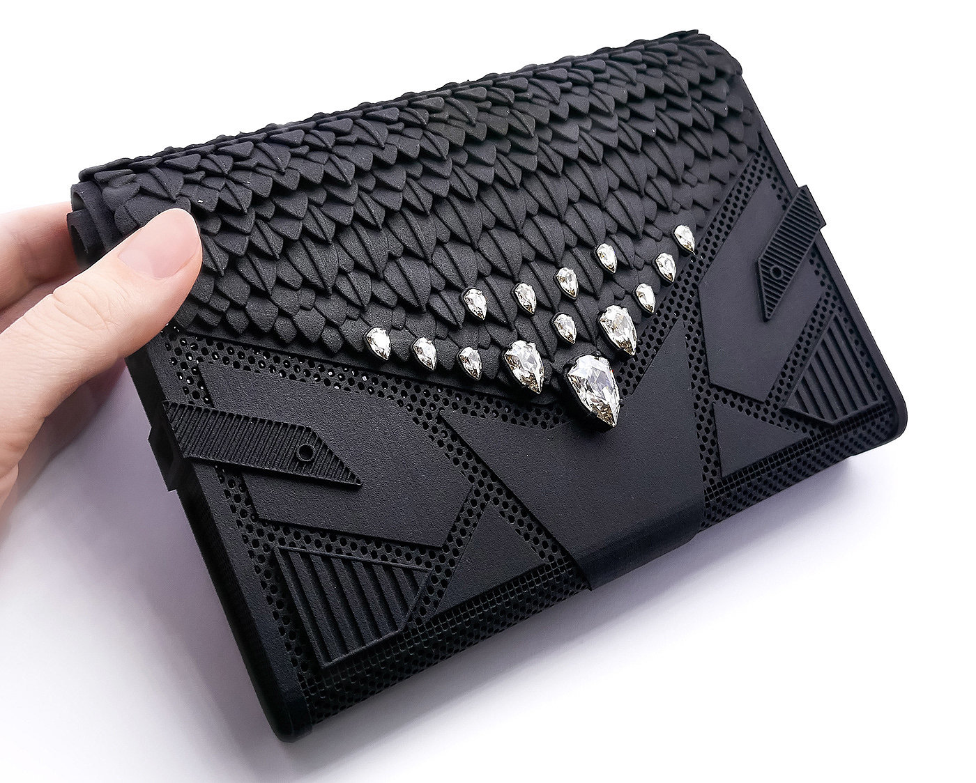 3D printing，SWAROVSKI，crystal，handbag，black，