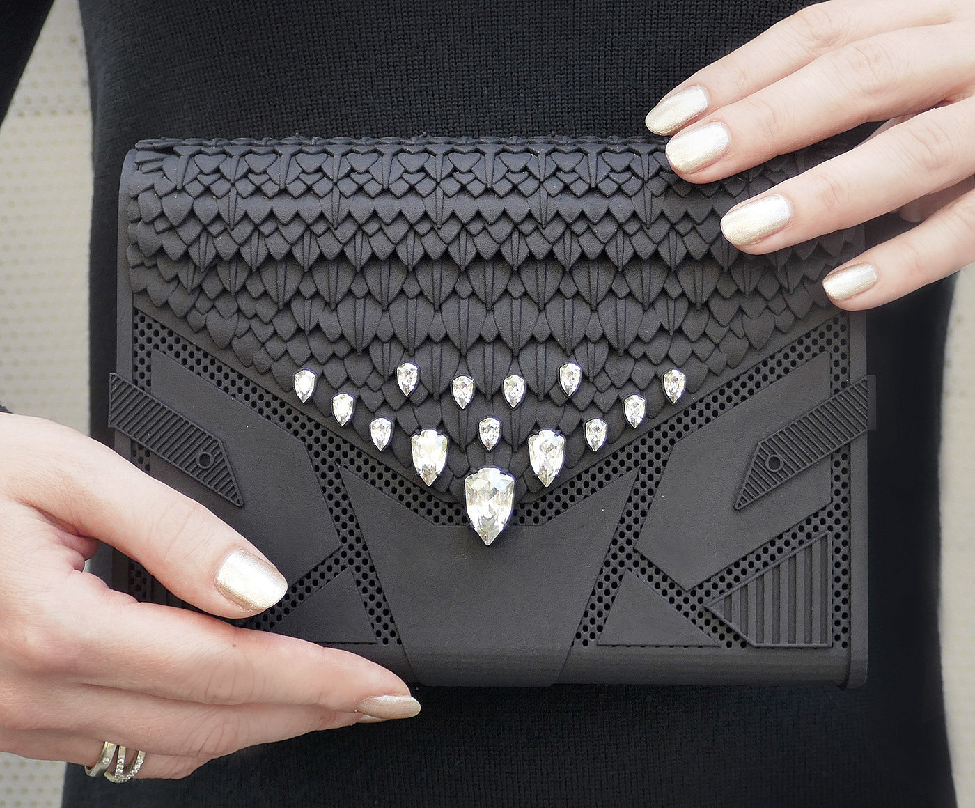 3D printing，SWAROVSKI，crystal，handbag，black，