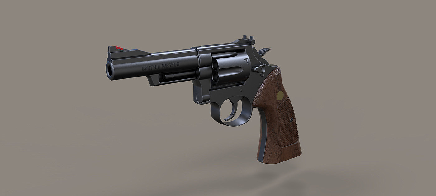 keyshot，Render，one thousand nine hundred and eighty-nine，Revolver，arms，Pistol，