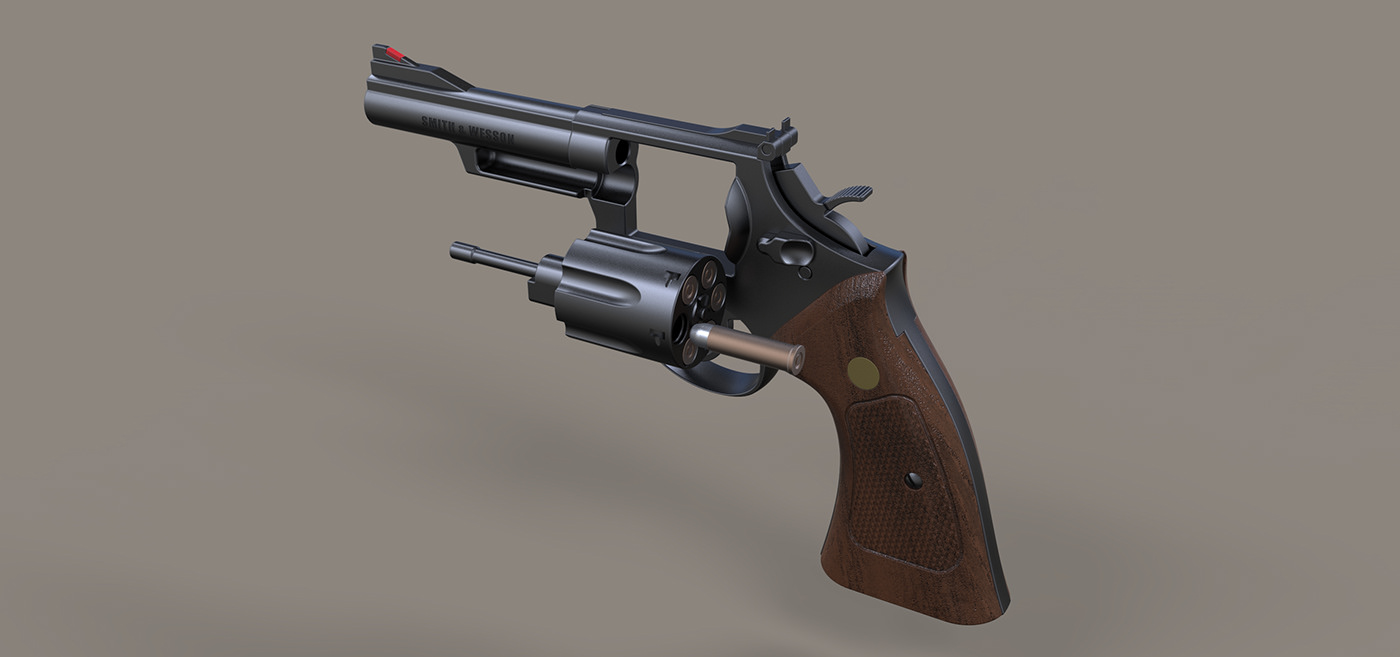 keyshot，Render，one thousand nine hundred and eighty-nine，Revolver，arms，Pistol，