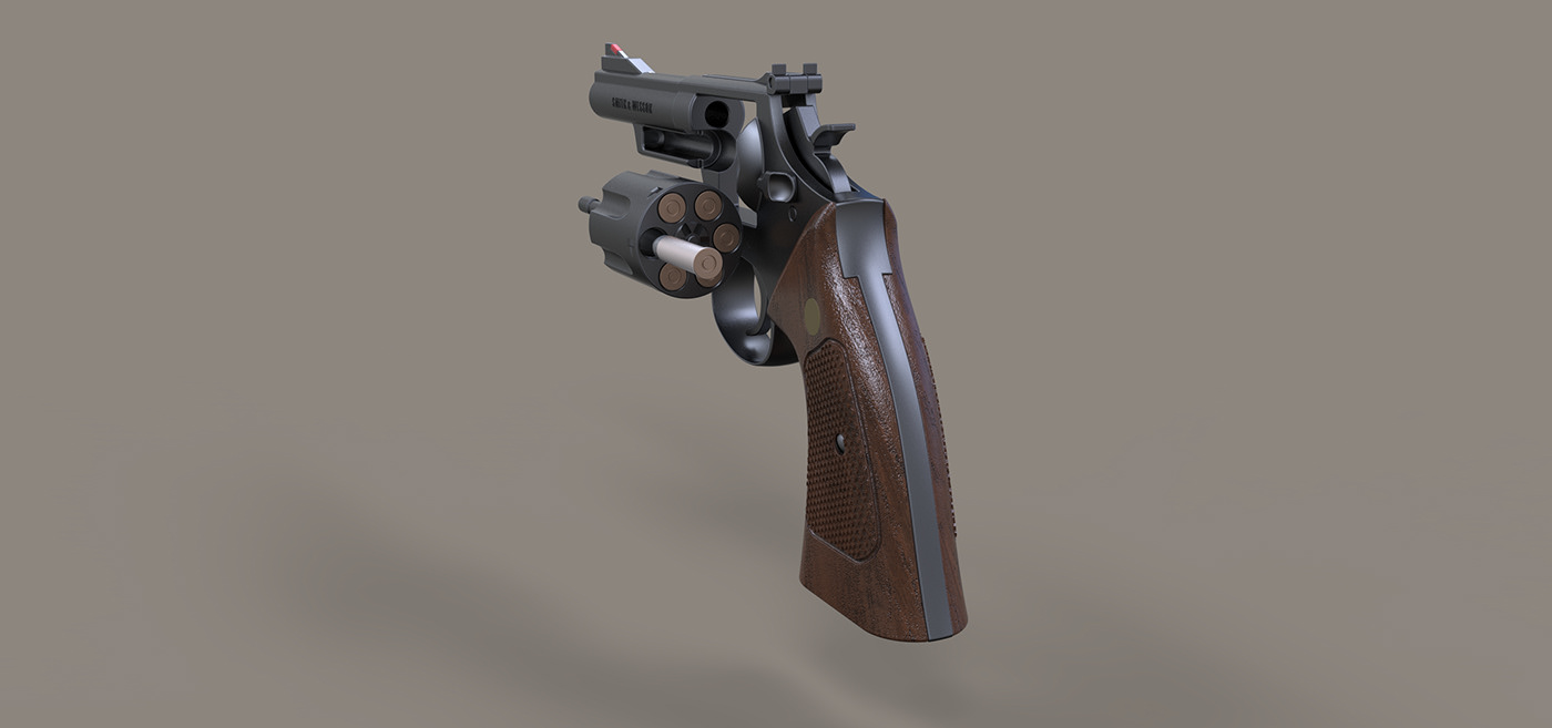 keyshot，Render，one thousand nine hundred and eighty-nine，Revolver，arms，Pistol，