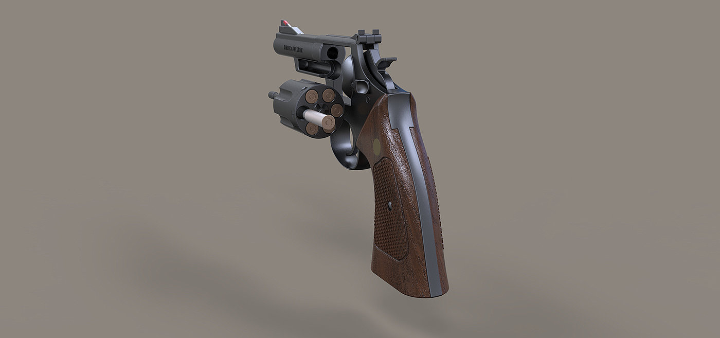 keyshot，Render，one thousand nine hundred and eighty-nine，Revolver，arms，Pistol，