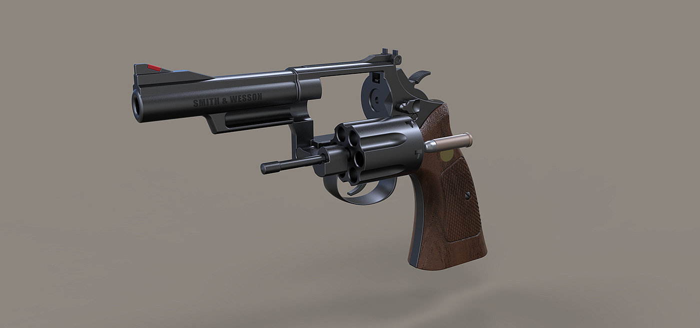 keyshot，Render，one thousand nine hundred and eighty-nine，Revolver，arms，Pistol，