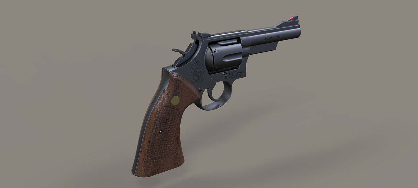 keyshot，Render，one thousand nine hundred and eighty-nine，Revolver，arms，Pistol，