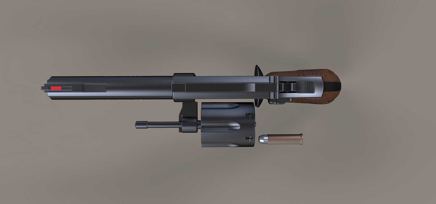 keyshot，Render，one thousand nine hundred and eighty-nine，Revolver，arms，Pistol，