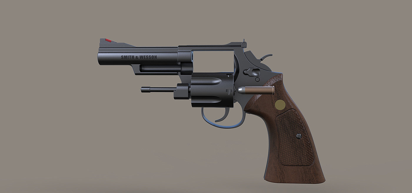 keyshot，渲染，1989，左轮手枪，武器，手枪，