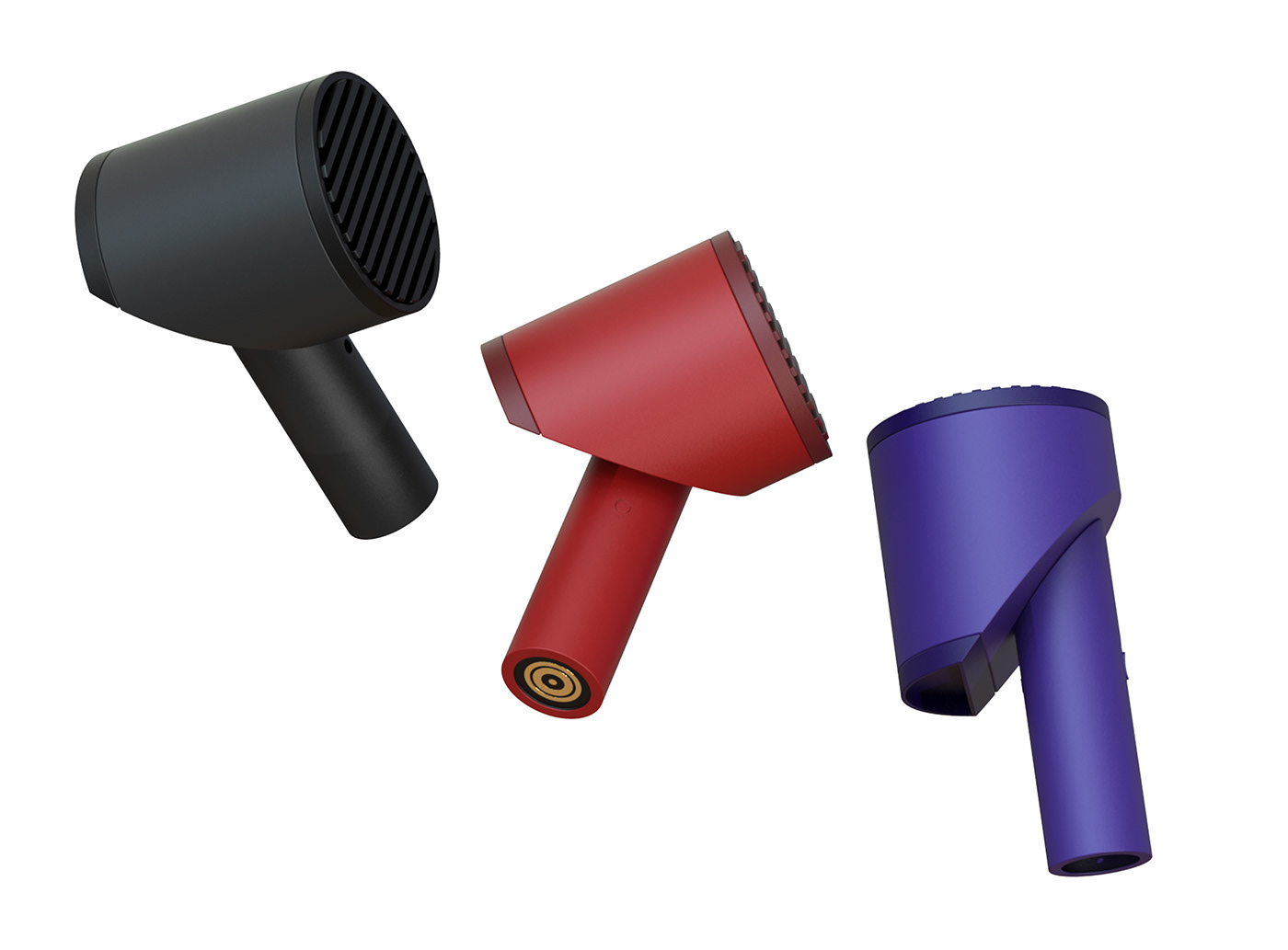 Wireless hair dryer，Frosting，product design，