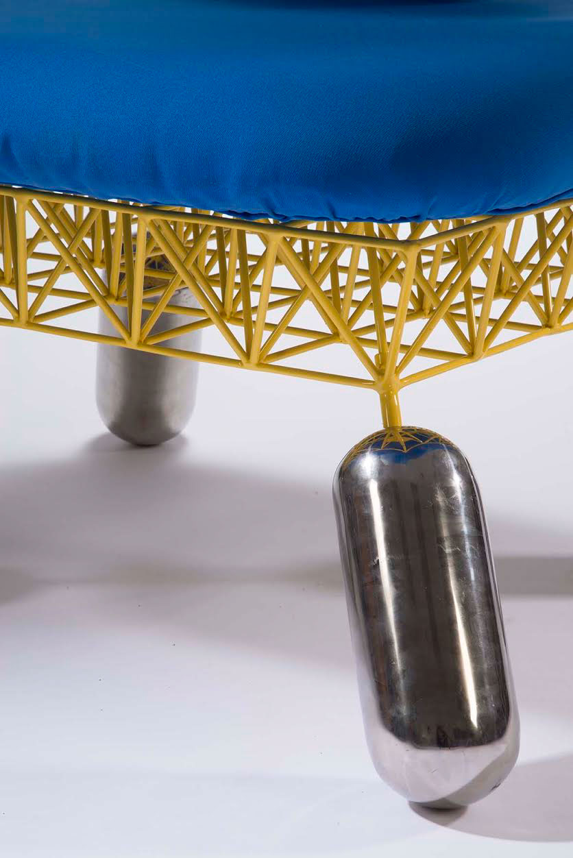 chair，Metal，blue，