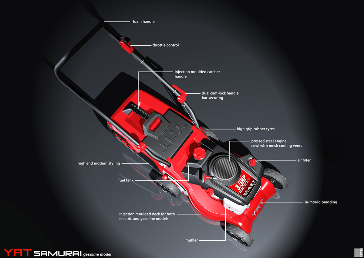 gules，tool，white，lawn mower，