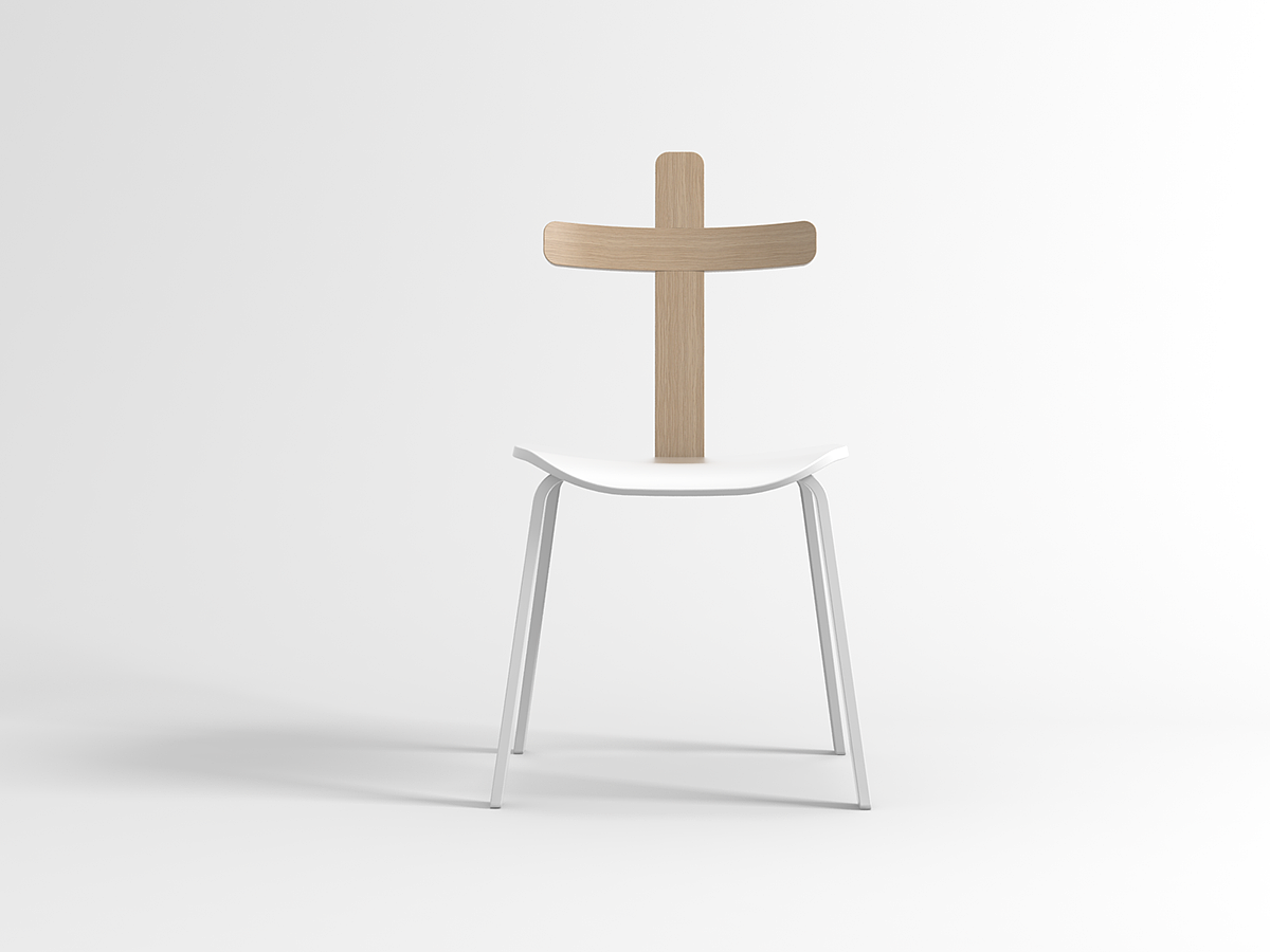 Cross symbol，Concept wooden chair，Prayer，