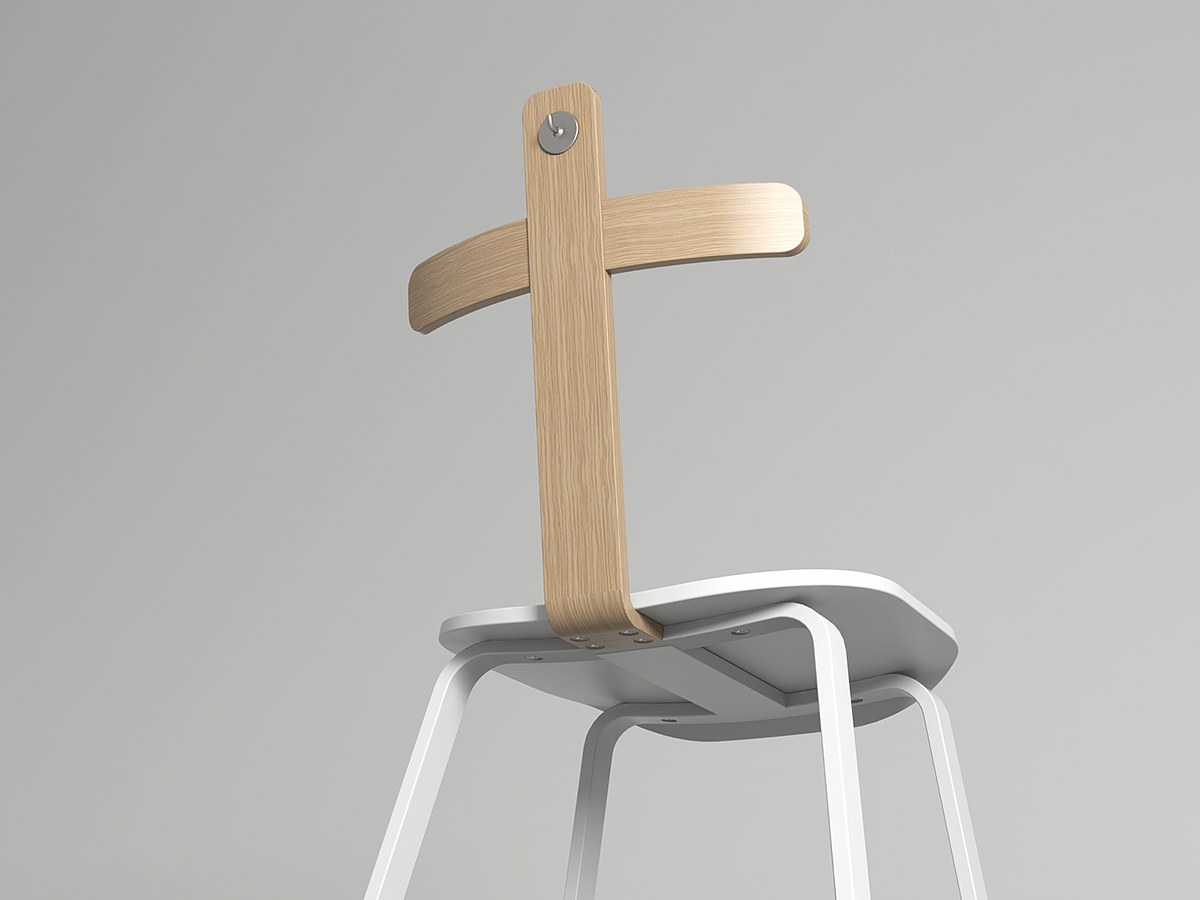 Cross symbol，Concept wooden chair，Prayer，