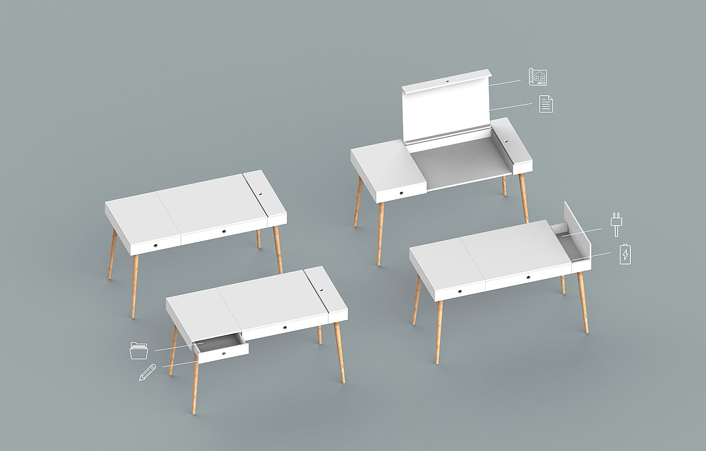 Table，desk，white，Ins，