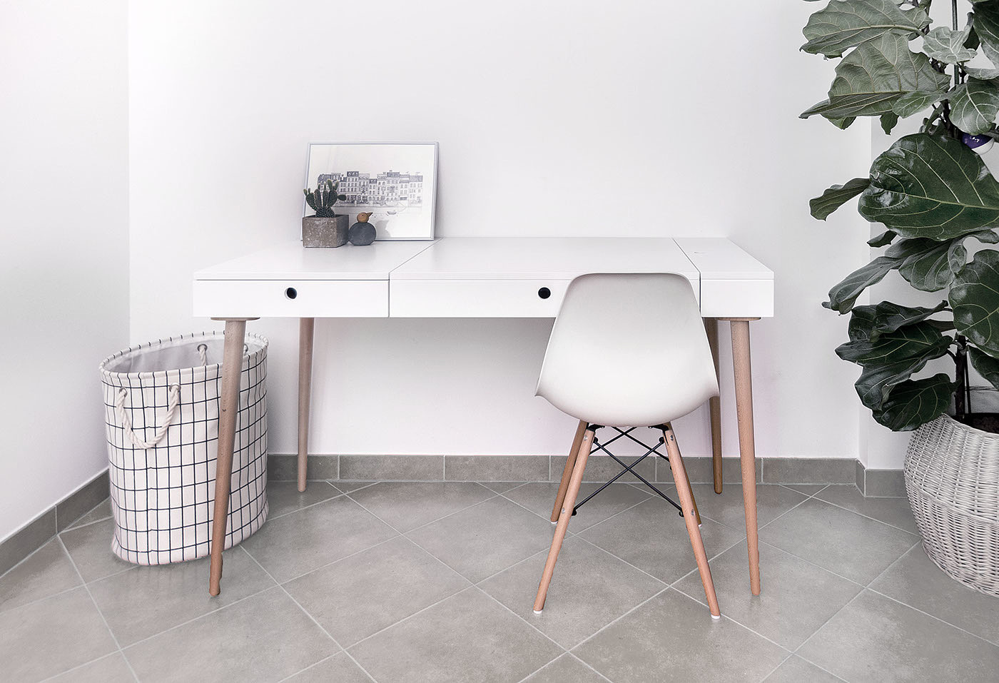 Table，desk，white，Ins，