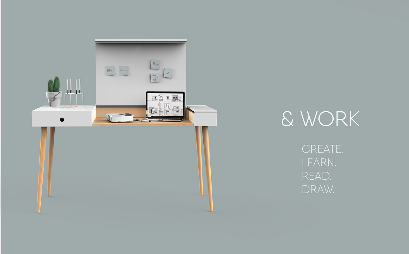 Table，desk，white，Ins，