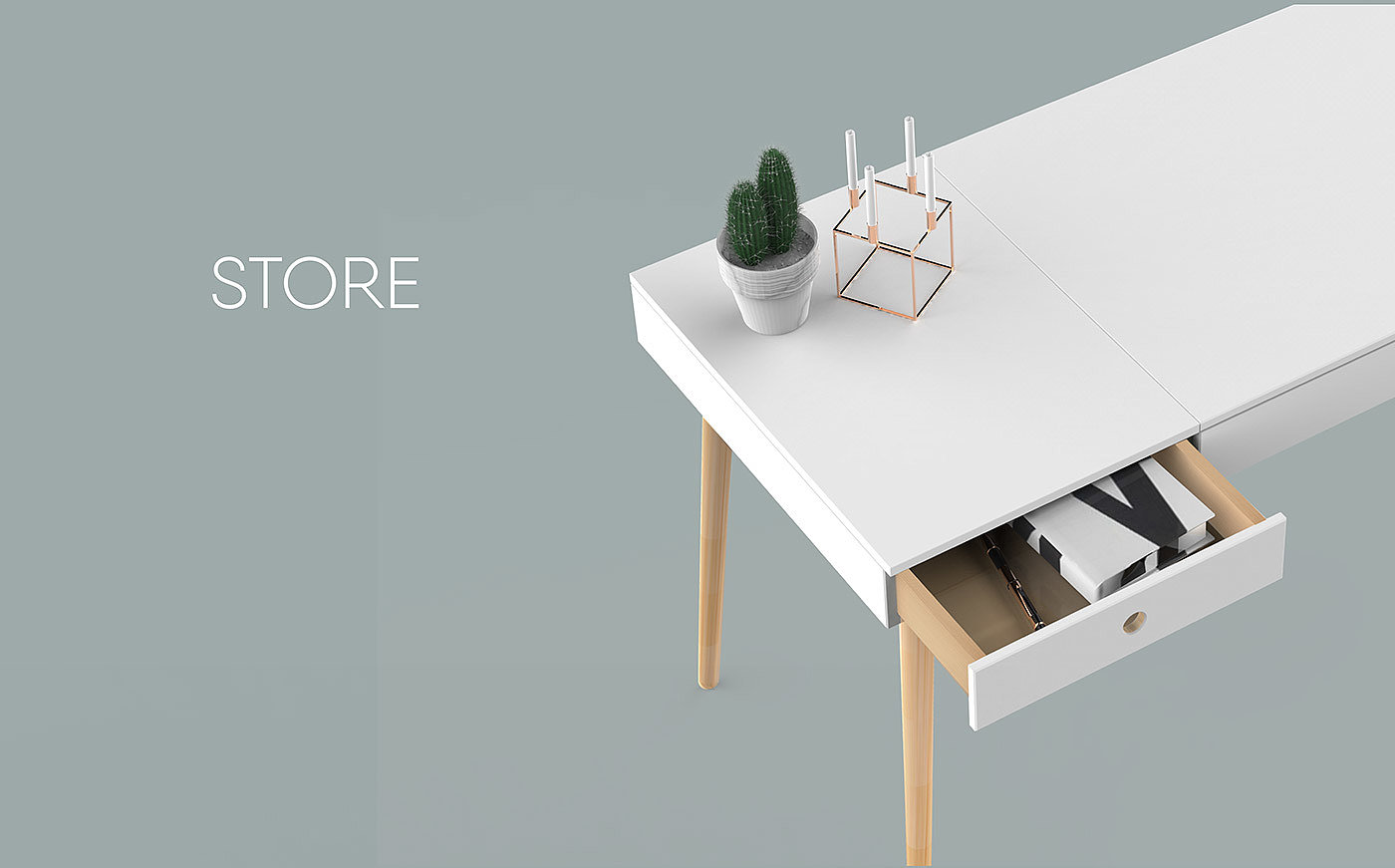 Table，desk，white，Ins，