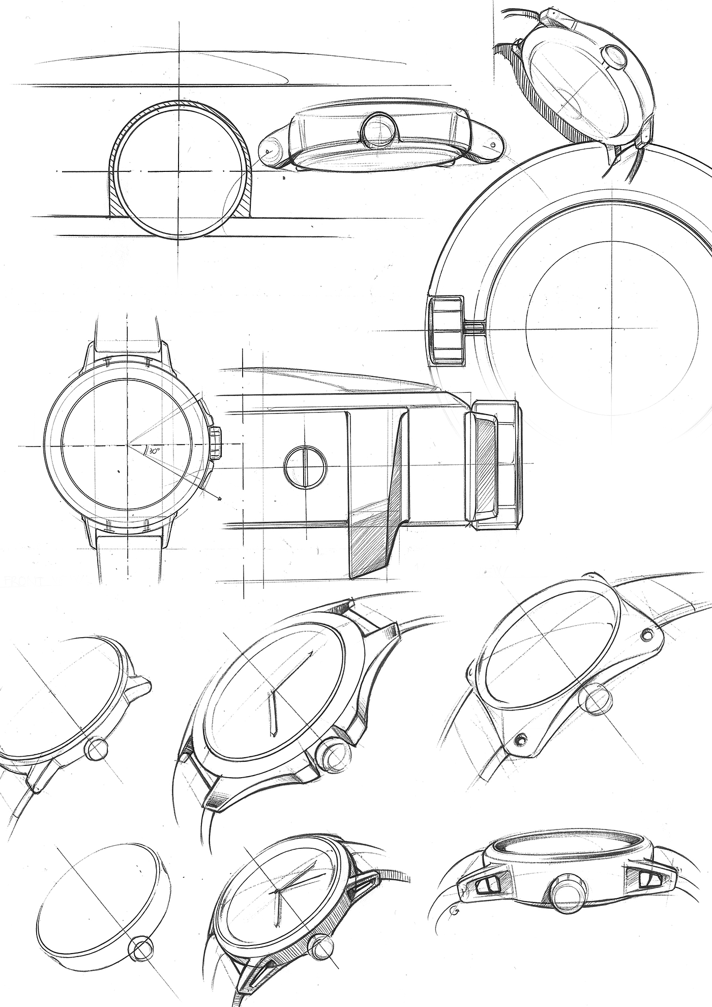 product design，sketch，Wrist watch，