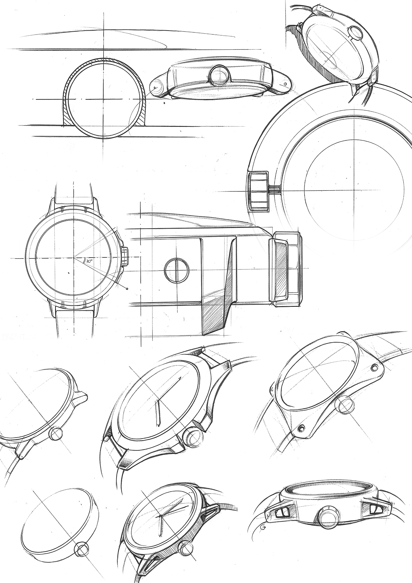 产品设计，草图，手表，