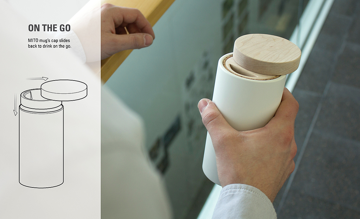MYTH，Travel cup，ceramics，Wooden cover，sketch，