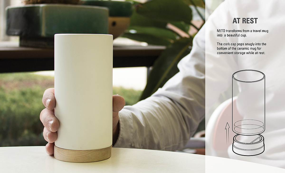 MYTH，Travel cup，ceramics，Wooden cover，sketch，