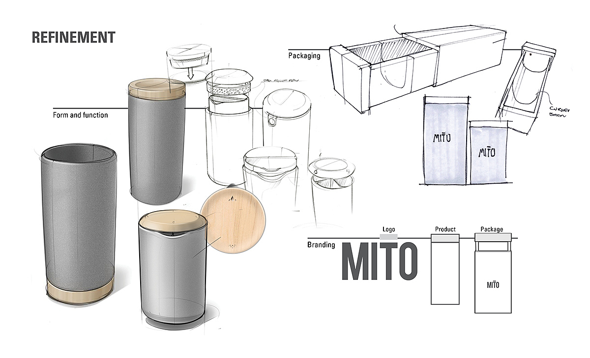 MITO，旅行杯，陶瓷，木盖，草图，