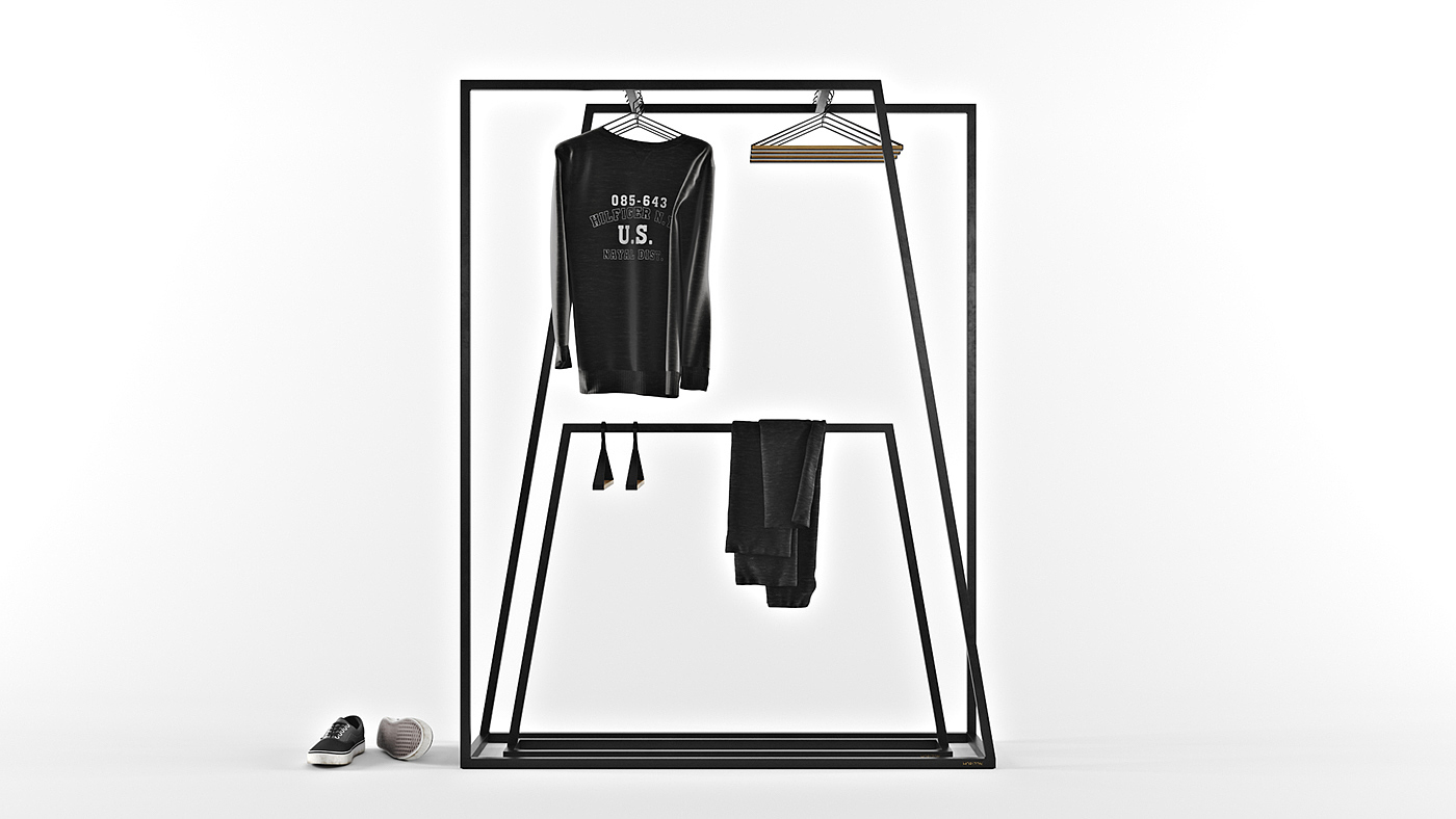 Hanger design，black and white，fashion，Simplicity，coat hanger，Minimalist，line，clothes，Furniture home，