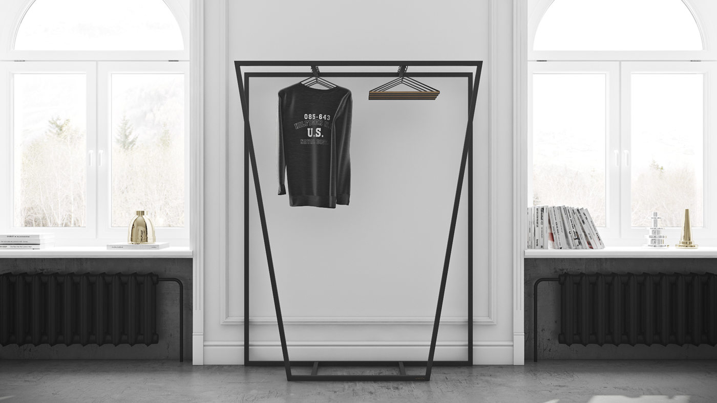 Hanger design，black and white，fashion，Simplicity，coat hanger，Minimalist，line，clothes，Furniture home，