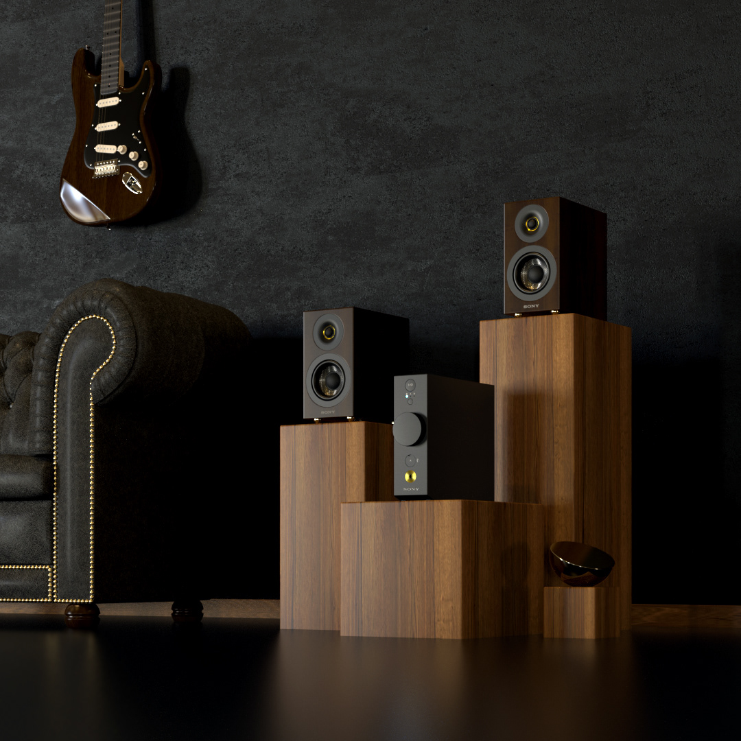 brown，speaker，SONY Cas-1，