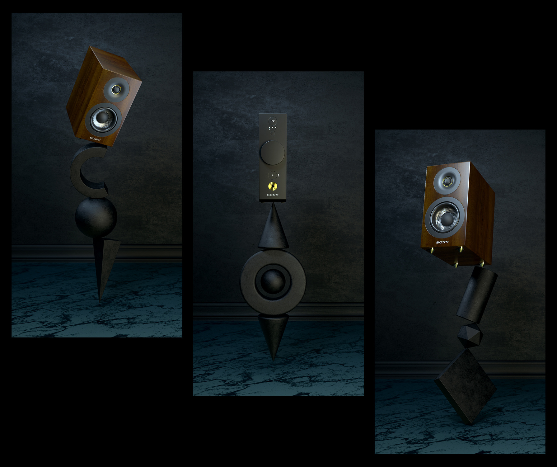 brown，speaker，SONY Cas-1，