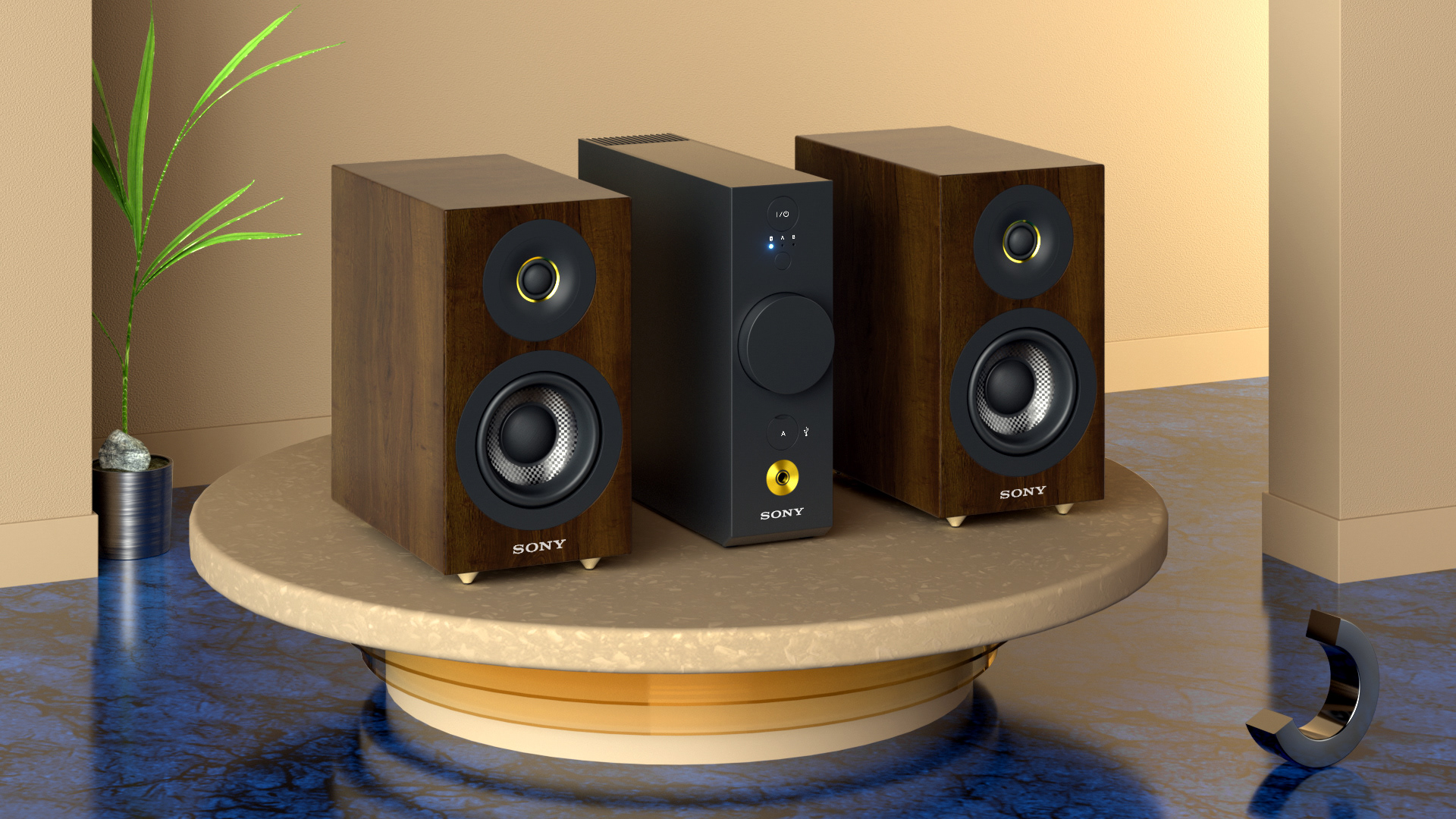 brown，speaker，SONY Cas-1，