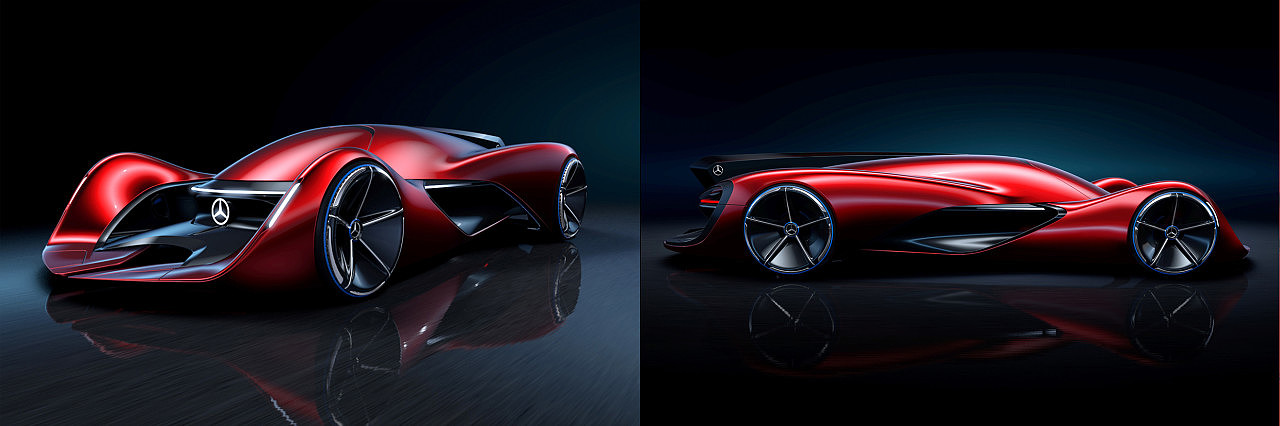 gules，conceptual design，Mercedes – Benz，Electric sports car，racing，