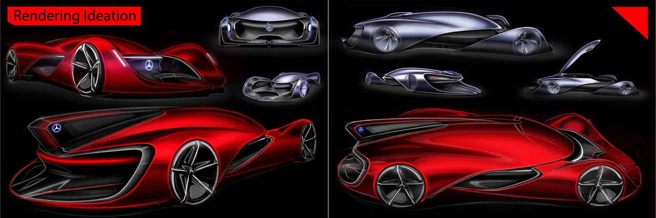 gules，conceptual design，Mercedes – Benz，Electric sports car，racing，