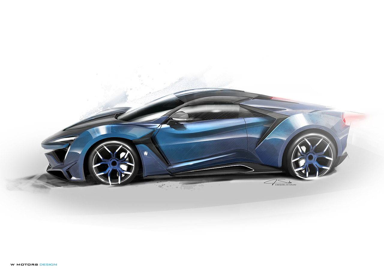sketch，Super run，vehicle，traffic，Sports car，W Motors，