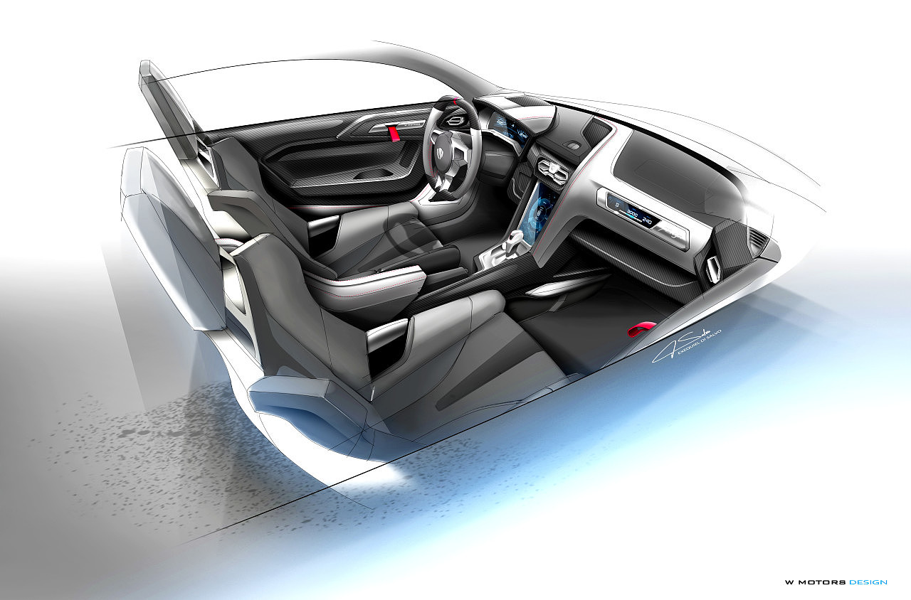 sketch，Super run，vehicle，traffic，Sports car，W Motors，