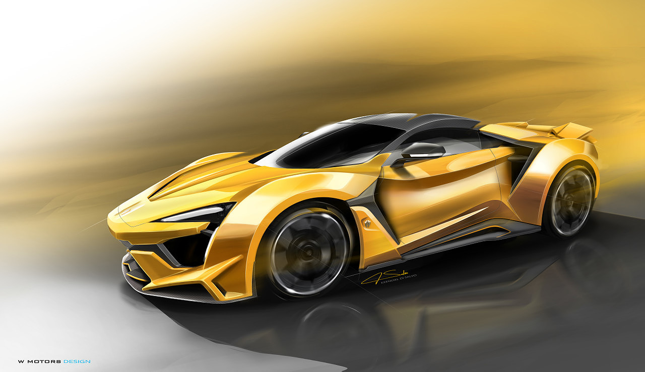 sketch，Super run，vehicle，traffic，Sports car，W Motors，